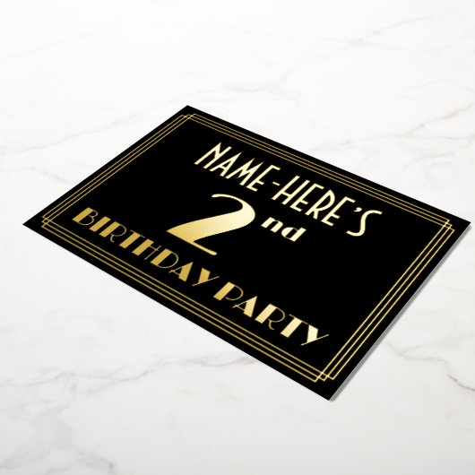 Invitation En Aluminium Fête du 2e anniversaire : Art Déco Look "2", avec (Rotation)