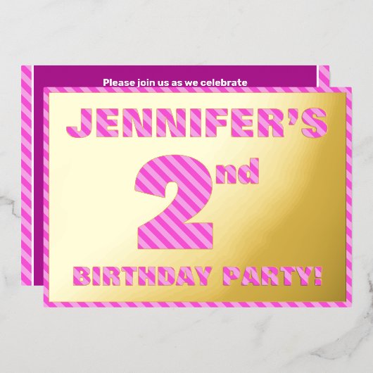 Invitation En Aluminium Fête du 2e anniversaire — Audacieux, amusant, rayu (Recto/Verso)
