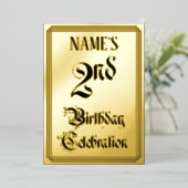 Invitation En Aluminium Fête du 2e anniversaire — Script élégant + Nom per (Debout devant)