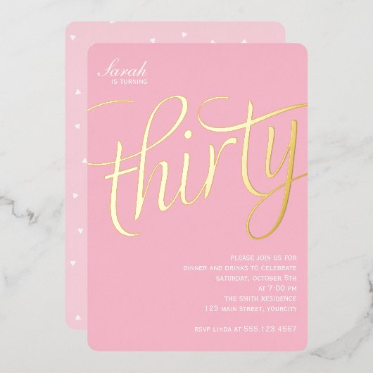 Invitation En Aluminium Fête du 30e anniversaire (Recto/Verso)