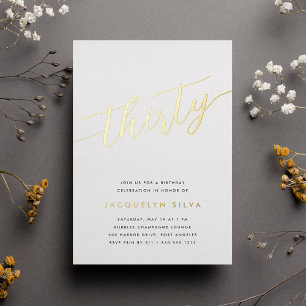 Invitation En Aluminium Fête du 30e anniversaire de Golden Script