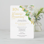 Invitation En Aluminium Fête du 30e anniversaire de mariage Orchidée Rose  (Debout devant)