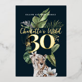 Invitation En Aluminium Fête du 30e anniversaire de Wild Jungle Leopard (Recto)