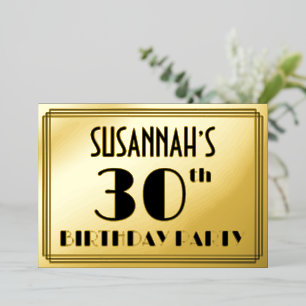 Invitation En Aluminium Fête du 30e anniversaire — Regarder Art Déco "30" 