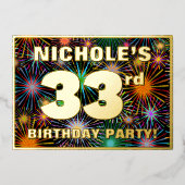 Invitation En Aluminium Fête du 33e anniversaire — Fun d'artifice amusant  (Recto)