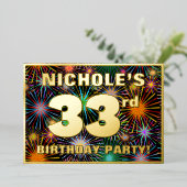 Invitation En Aluminium Fête du 33e anniversaire — Fun d'artifice amusant  (Debout devant)