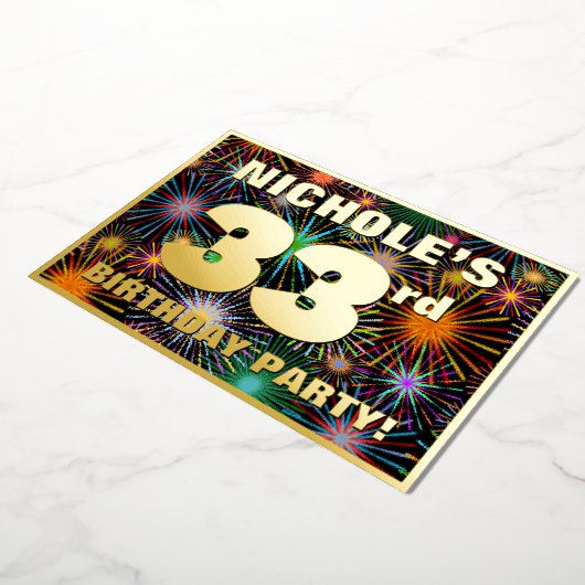 Invitation En Aluminium Fête du 33e anniversaire — Fun d'artifice amusant  (Rotation)