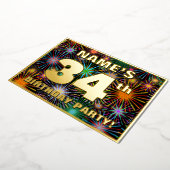 Invitation En Aluminium Fête du 34e anniversaire — Amusant, Feu d'artifice (Rotation)