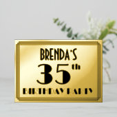 Invitation En Aluminium Fête du 35e anniversaire — Regarder Art Déco "35" (Debout devant)