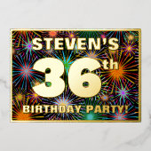 Invitation En Aluminium Fête du 36e anniversaire — Amusant, Feu d'artifice (Recto)
