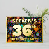 Invitation En Aluminium Fête du 36e anniversaire — Amusant, Feu d'artifice (Debout devant)