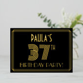 Invitation En Aluminium Fête du 37ème anniversaire — Style Art Déco "37" + (Debout devant)