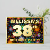 Invitation En Aluminium Fête du 38e anniversaire — Amusant, Feu d'artifice (Debout devant)