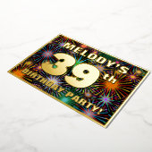 Invitation En Aluminium Fête du 39e anniversaire — Amusant, Feu d'artifice (Rotation)