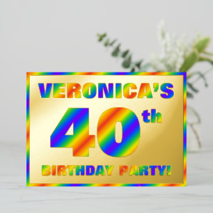 Invitation En Aluminium Fête du 40e anniversaire — Amusant, Rainbow Spectr