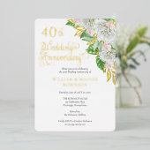 Invitation En Aluminium Fête du 40e anniversaire de mariage Orchidée Rose  (Debout devant)