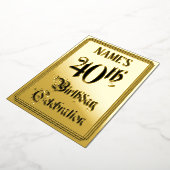 Invitation En Aluminium Fête du 40e anniversaire — Script élégant + Nom pe (Rotation)