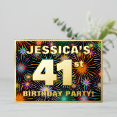 Invitation En Aluminium Fête du 41e anniversaire — Amusant, Feu d'artifice (Debout devant)