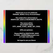 Invitation En Aluminium Fête du 41e anniversaire : Amusant, Motif arc-en-c (Verso)