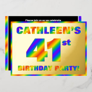 Invitation En Aluminium Fête du 41e anniversaire — Amusant, Rainbow Spectr
