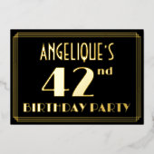 Invitation En Aluminium Fête du 42e anniversaire : Art Déco Look "42", ave (Recto)
