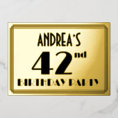 Invitation En Aluminium Fête du 42e anniversaire — Regarder Art Déco "42"  (Recto)