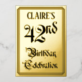 Invitation En Aluminium Fête du 42e anniversaire — Script élégant + Nom pe (Recto)