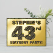 Invitation En Aluminium Fête du 43e anniversaire — Gras, Faux Wood Grain T (Debout devant)