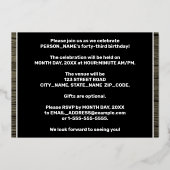 Invitation En Aluminium Fête du 43e anniversaire : Gras, Motif du grain de (Verso)