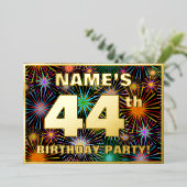 Invitation En Aluminium Fête du 44e anniversaire — Amusant, Feu d'artifice (Debout devant)