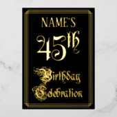 Invitation En Aluminium Fête du 45e anniversaire — Script fantaisie et nom (Recto)