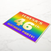 Invitation En Aluminium Fête du 46e anniversaire : Amusant, Motif arc-en-c (Rotation)