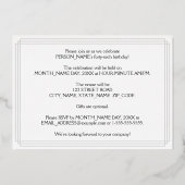 Invitation En Aluminium Fête du 46e anniversaire : Art Déco Look "46", ave (Verso)