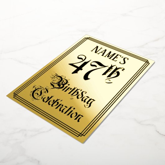 Invitation En Aluminium Fête du 47e anniversaire — Script élégant + Nom pe (Rotation)