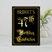 Invitation En Aluminium Fête du 47e anniversaire — Script fantaisie et nom (Debout devant)