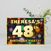 Invitation En Aluminium Fête du 48e anniversaire — Amusant, Feu d'artifice (Debout devant)