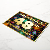 Invitation En Aluminium Fête du 48e anniversaire — Amusant, Feu d'artifice (Rotation)