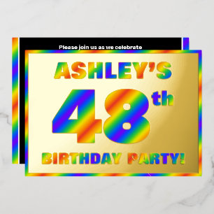Invitation En Aluminium Fête du 48e anniversaire — Amusant, Rainbow Spectr