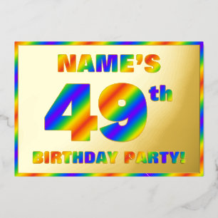 Invitation En Aluminium Fête du 49e anniversaire — Amusant, Rainbow Spectr