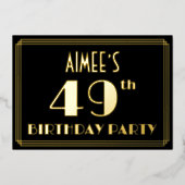 Invitation En Aluminium Fête du 49e anniversaire : Art Déco Look "49", ave (Recto)