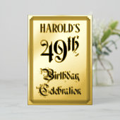 Invitation En Aluminium Fête du 49e anniversaire — Script élégant + Nom pe (Debout devant)
