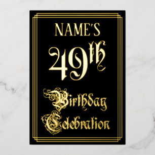 Invitation En Aluminium Fête du 49e anniversaire — Script fantaisie et nom