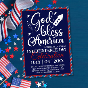 Invitation En Aluminium Fête du 4 juillet en Amérique