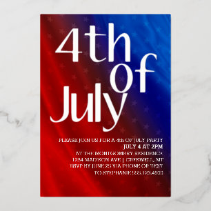 Invitation En Aluminium Fête du 4 juillet étoiles en papier d'aluminium In