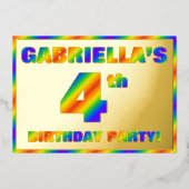 Invitation En Aluminium Fête du 4e anniversaire — Amusant, Rainbow Spectru (Recto)