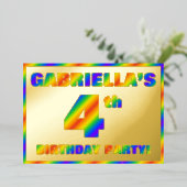 Invitation En Aluminium Fête du 4e anniversaire — Amusant, Rainbow Spectru (Debout devant)