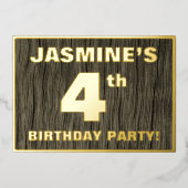 Invitation En Aluminium Fête du 4e anniversaire : Bold, Faux Motif de grai (Recto)