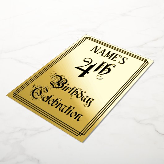 Invitation En Aluminium Fête du 4e anniversaire — Script élégant + Nom per (Rotation)