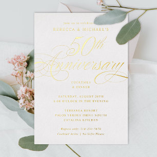 Invitation En Aluminium Fête du 50e anniversaire de Elegant Calligraphy