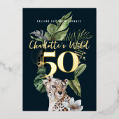 Invitation En Aluminium Fête du 50e anniversaire de Wild Jungle Leopard (Recto)